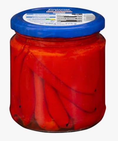 Pimientos del Piquillo Interi, Peperoni Rossi Interi in Vetro, 340g, Prodotto dalla Spagna, pack 4