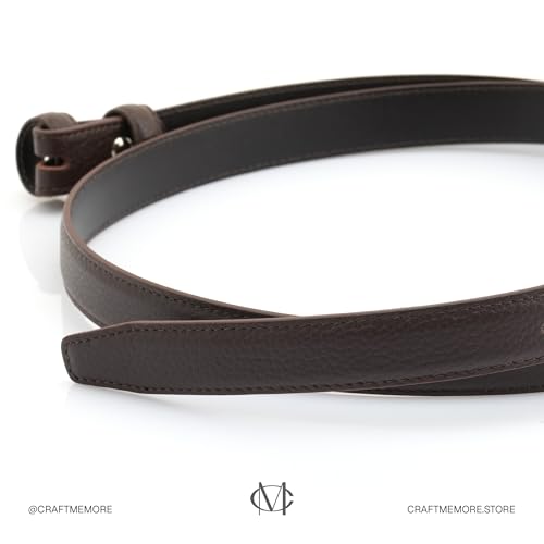 CRAFTMEMORE Textured Leather Belt Strap, Fine-Stitched Edges for Slim Buckles3