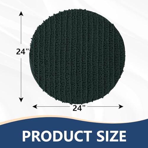 Image of Arotive Round Bathroom Rugs 24x24, Extra Soft Thick Absorbent Shaggy Chenille Bath Rugs, Machine Wash Dry, Bath Mats for Bathroom Floor, Tub and Shower, Home Decor Accessories, Dark Green