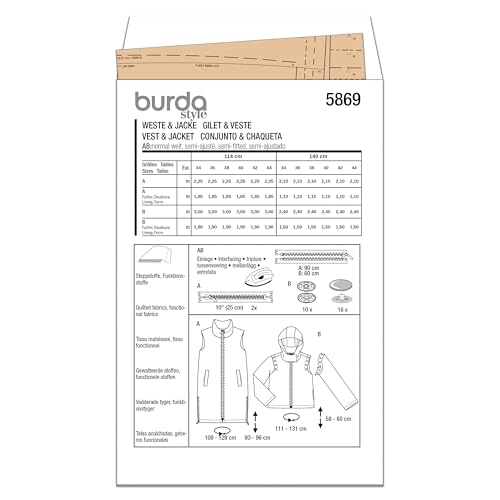 Burda Style Sewing Pattern B5869 Misses' Waistcoat & Jacket, Multicolour, 8-20 (34-44) - Image 3