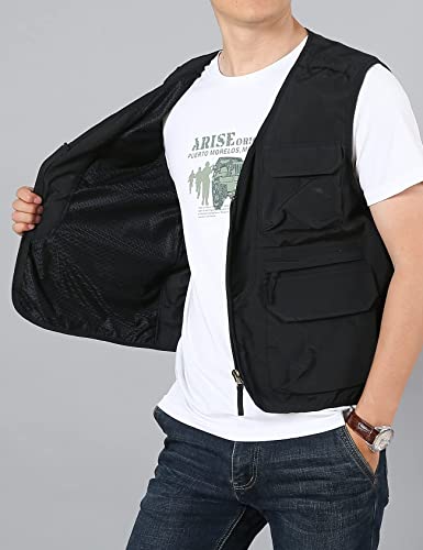 Flygo Men's Utility Cargo Vest Outdoor Fishing Safari Travel Work Photo Vest with Pockets4