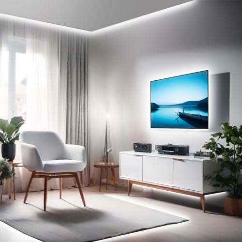 Image of 32.8FT /10M COB LED Strip Light, Cold White 6000K LED Tape Lights, 8mm Width, CRI93+ Dimmable Flexible Lights Strip for Bedroom TV Backlight Cabinet Kitchen Mirror Decor(with Plug)