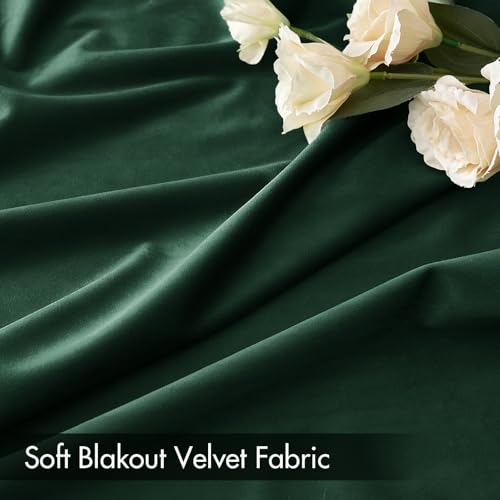 Image of MIULEE Emerald Green Blackout Velvet Curtains Drapes 96 Inch Long 52 inchx96 inch