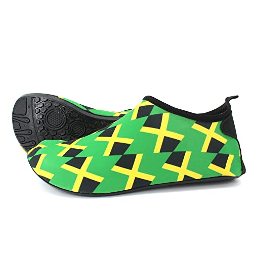 Image of Water Shoes for Women and Men Quick-Dry Swim Beach Shoes for Outdoor Surfing Yoga Exercise Jamaica Flag Caribbean Reggae Rasta