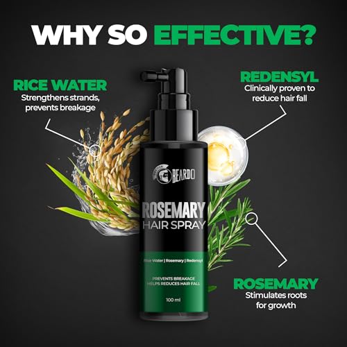 Image of Beardo Rosemary Hair Spray & Derma Roller For Hair Growth |Redensyl & Rice Water | Activates Natural Hair Growth, Reduces Hair Fall & Breakage | Strengthens Roots | Non-Sticky Daily Hair Tonic for Men