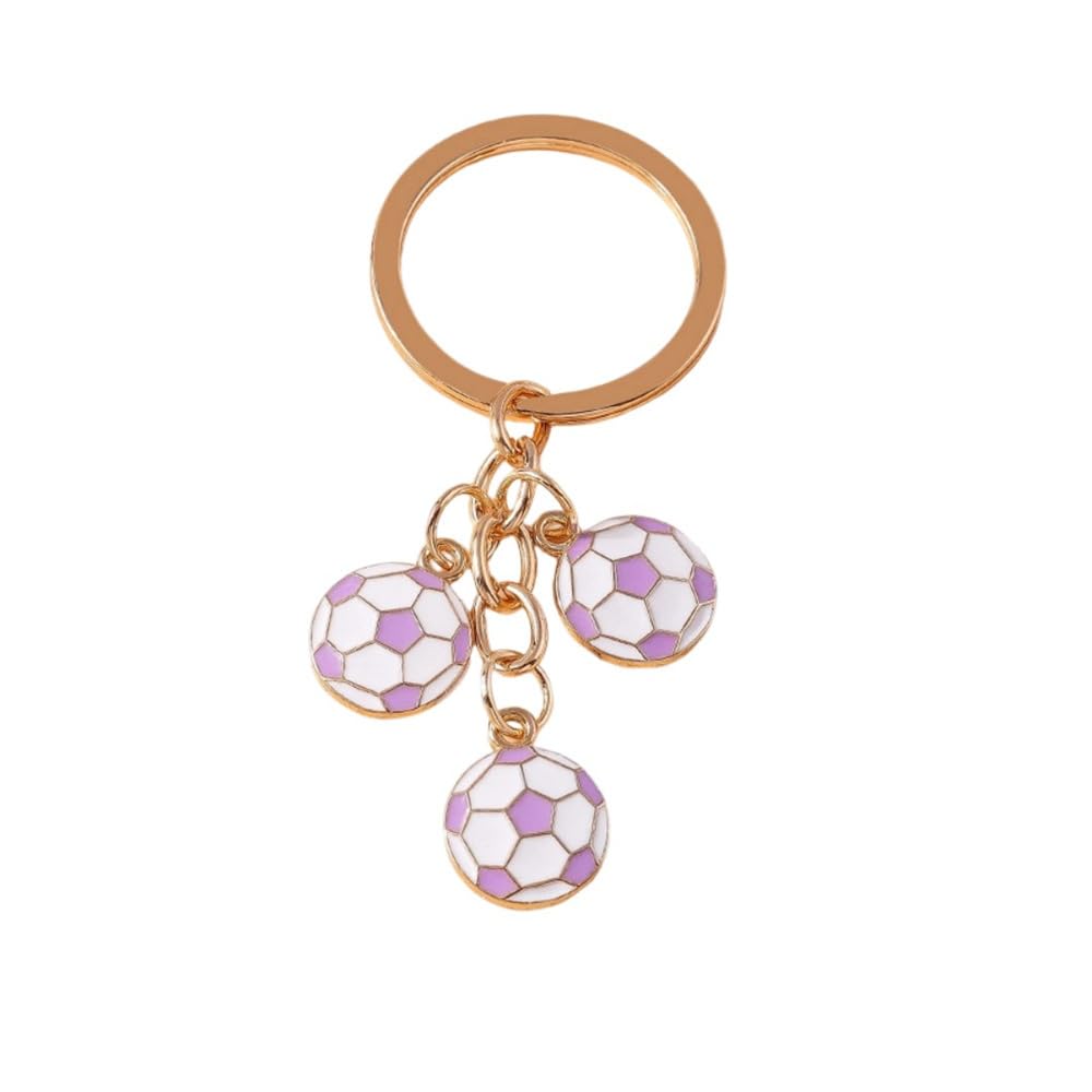 Colorful Soccer Charms Keychain for Women Cute Soccer Enameled Keyring Game Day Sports Lover Accessory