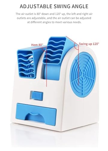 Image of Mini Cooler AC USB and Battery Operated Air Mini Water Air Cooler Cooling Fan Duel Blower with Ice Chamber Perfect for Temple, Home, Kitchen Use (Random Color)