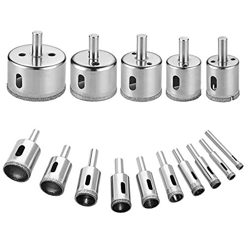 flintronic Diamond Drill Bit Set, 15PCS(8mm-50mm) Carbon Steel Hole Saw Cutter Tools Set for Glass/Tile/Ceramic/Marble/Porcelain Cutting 8 flintronic Diamond Drill Bit Set, 15PCS(8mm-50mm) Carbon Steel Hole Saw Cutter Tools Set for Glass/Tile/Ceramic/Marble/Porcelain Cutting - Image 8