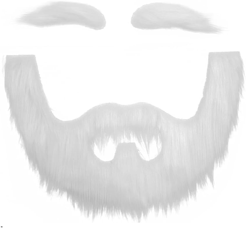 Red Elf Hat with White Beard and Mustache Eyebrows for Cosplay image 5