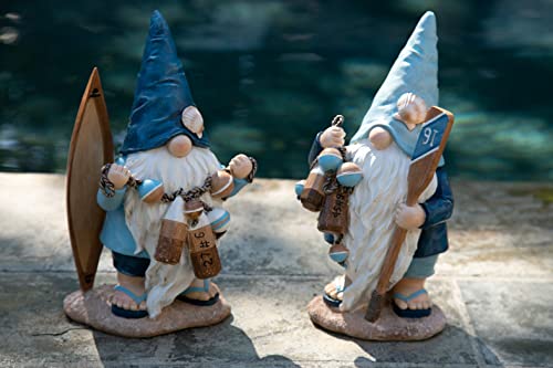 Exhart Garden Gnome, Solar Beach Garden Sculpture With Oar, Led Lights, Outdoor Lawn And Yard Decoration, 6.5 X 5.5 X 13 Inch #TOP6