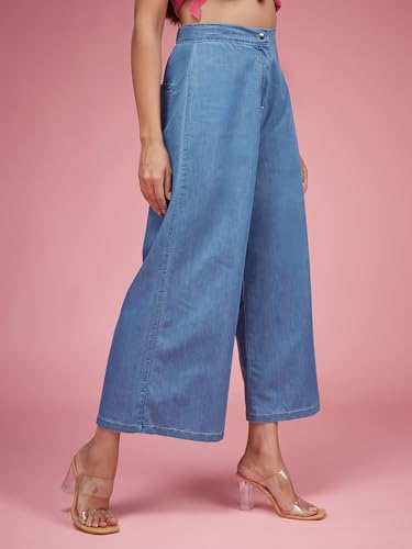 Jean évasé à jambe large Miss Chase en denim non extensible rigide à taille haute