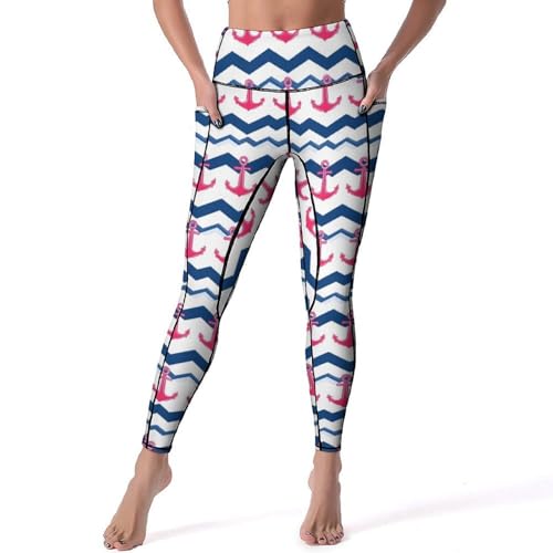 Legging rose avec imprimé ancre et vagues au fini soigné - 2