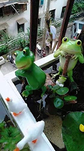 Landor LD232GFFH5 Set Of 3 Cute Frog Figurines Hanging Animal Statue,Resin Pot Climbing Sculpture Outdoor Statues Ornaments Décor thumb #4
