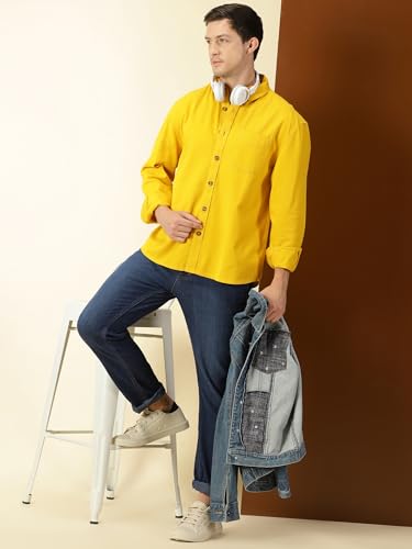 Image of Thomas Scott Men's | Solid | Full Sleeve | Loose Fit | 100% Cotton | Single Pocket | Spread Collar | Casual Shirt