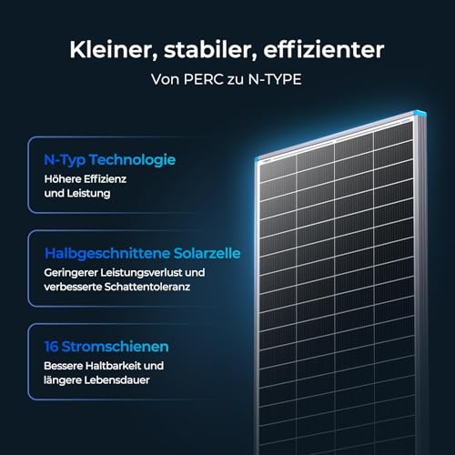 Renogy 16BB N-Typ 175 Watt 12V Solarmodul, 25% Hoch-Effizienz, PV Modul Ladegerät Solar Panel + olarmodul 4 Stück von Z- Halter für Montage Solarpanel Dachmontage Z-Halterung mit Muttern und Schrauben