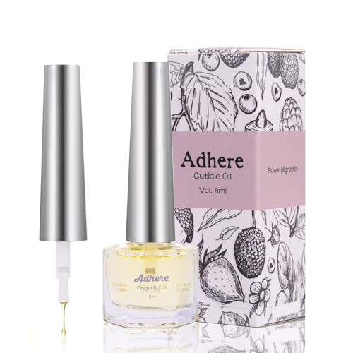 ADHERE Huile à Cuticule pour Ongles Huile Professionnelle pour Ongles 8ML, Huile de Jojoba pour Cuticule Contient des Vitamines avec Pinceau Doux, pour Nourrir, Hydrater