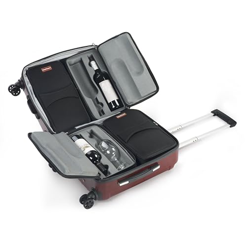 OenoTourer Wine Suitcase for 8 Bottles - Insulated Bottle Holder for Travel and Airplane with Removable Carrier Bag Inserts, Protects Up to 6 Feet (Burgundy)