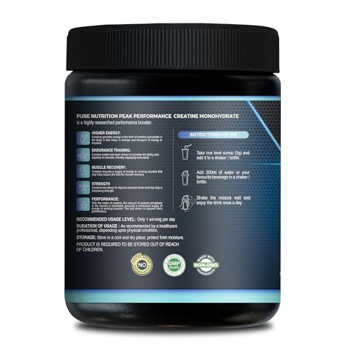 Image of Pure Nutrition Micronised Creatine Monohydrate Powder (250g), Pre /Post Workout Supplement, Instant Energy for Athletic Performance, Fast Recovery, Increased Muscle Mass, Unflavoured, 33 Servings