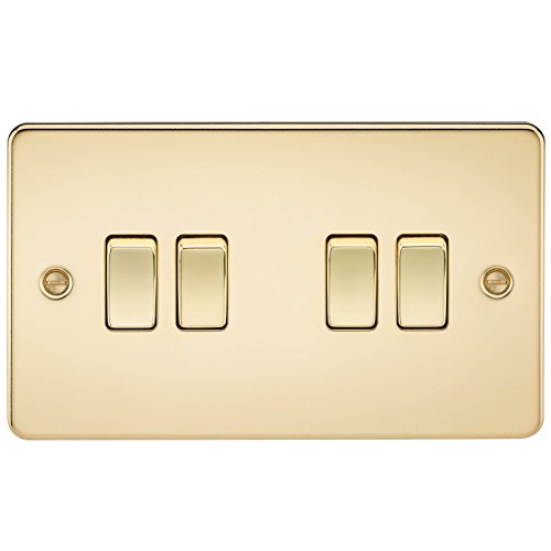 Knightsbridge FP4100PB FPAV4100PB Flat Plate 10A 4G 2 Way Switch-Polished Brass