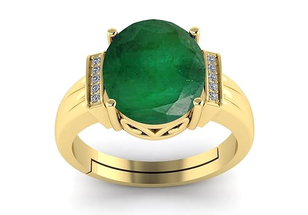 AA++ Quality 9.25 Ratti / 8.55 Carat Emerald Panna Gold Plated Ring For Men Or Women's