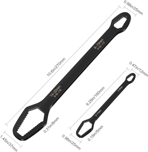 Image of 2pcs All in One Multifunctional Universal Wrench Set Self-Tightening Adjustable,3-17mm & 8-22mm Universal Torx Wrench, Double-ended Adjustable Wrench Tool Key Set Screw.