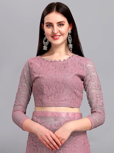 Image of LOROFY Women's Brasso Net Saree With Blouse