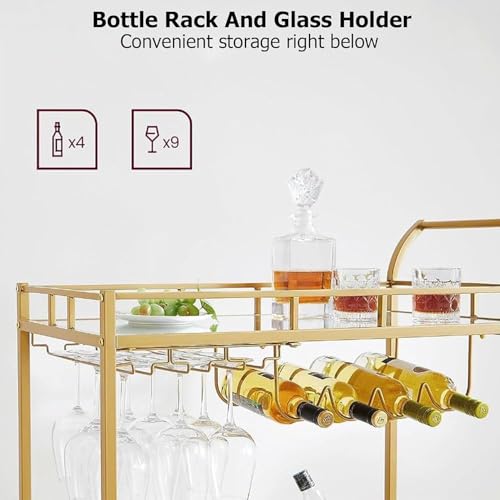 Carrito para servir bar moderno con ruedas y rieles de protección 6