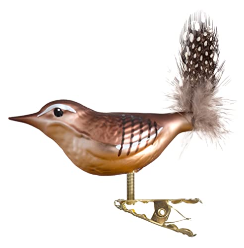Glas-Vogel, Zaunkönig mit Naturfedern | Glasschmuck Made in Germany aus eigener Herstellung | deko Vogel mit Clip, Glasvogel, echter Lauschaer Christbaumschmuck, für den Innenbereich Glas-Vogel, Zaunkönig mit Naturfedern | Glasschmuck Made in Germany aus eigener Herstellung | deko Vogel mit Clip, Glasvogel, echter Lauschaer Christbaumschmuck, für den Innenbereich