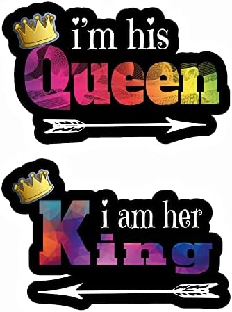 I Am His Queen and I Am Her King Couple Stickers Vinyl Decal for Lovers Waterproof 4"