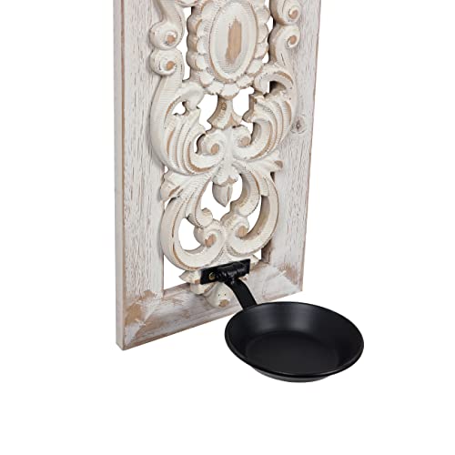 Sofe Openwork Carving Wall Candle Sconces Set Of Two, Distressed Finish Wood Candle Holder Wall Decor Living Room, Rustic Farmhouse Candle Wall Sconces, Bedroom Hallway Wall Art Decoration #TOP4