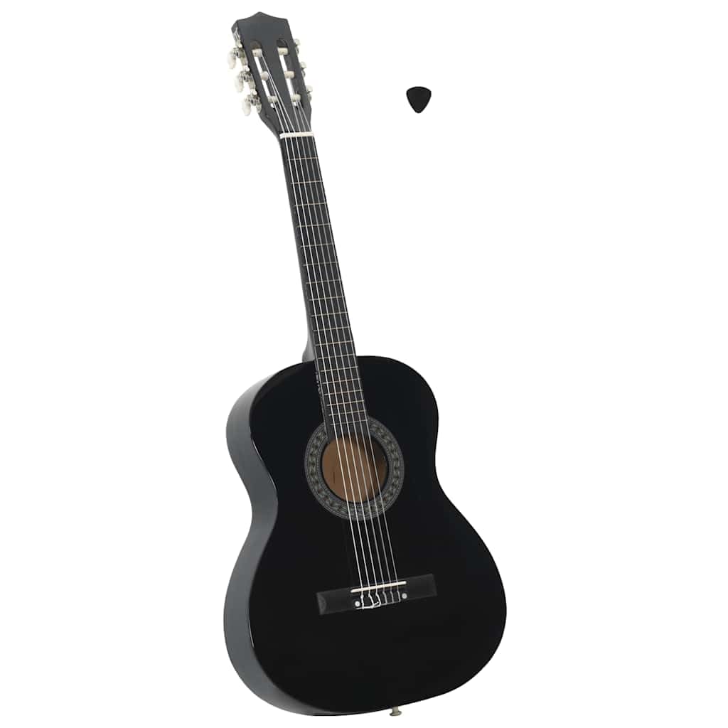Klassikgitarre Schwarz 3/4 Größe 36 Zoll aus Lindenholz mit Nylon Saiten und Griffbrett für Anfänger Kinder Konzert Musik Unterricht und Spielen Lernen