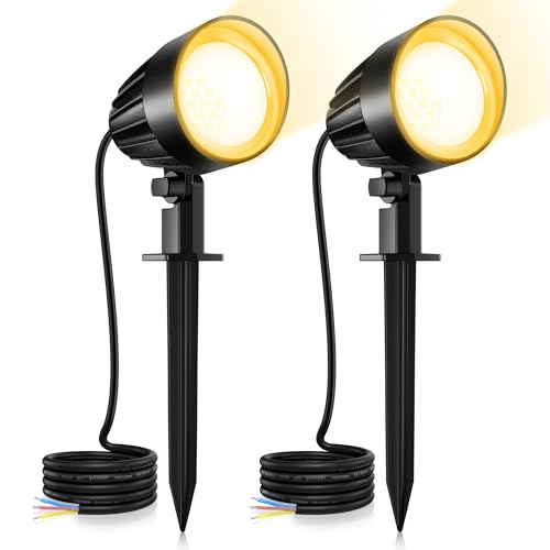 MEIKEE Faretto LED da Giardino 7W IP66 – Illuminazione Esterna con Alluminio Resistente, 500 Lumen, Angolo Regolabile 180°, Installazione Facile (Piantana + Viti Incluse)