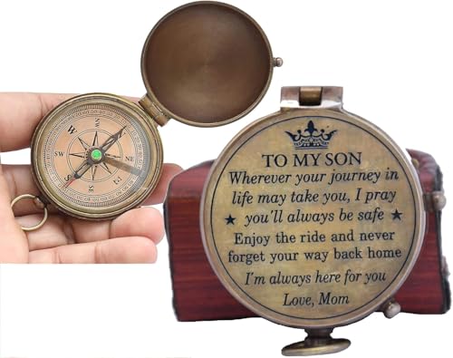 Brújula Vintage de Latón Antiguo de 2 Pulgadas con Funda de Cuero, Regalo para Hijo miniatura 3