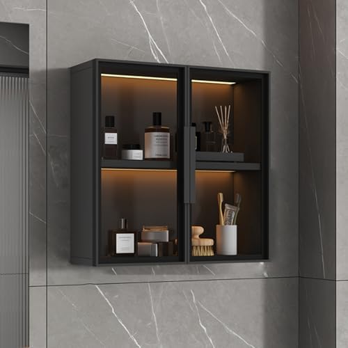 Slish Wall Mounted Storage Cabinet - 2/3 Tier Organizer with Solid Wood & Aluminum Doors, Multi-Purpose for Bathroom, Kitchen & Dining Room, Space-Saving Solution