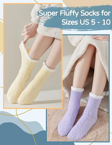 Image of TEHOOK Warm & Cozy Gifts for Women, Fluffy Fuzzy Plush Sleeping Slipper Socks - Soft Warm Fabric