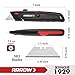 ARROW Retractable Box Cutter, Quick Change Utility Knife with Blade Storage Design, Heavy Duty Aluminum Razor Knife, Twine Cutter, 3 Extra SK2 Blades Included