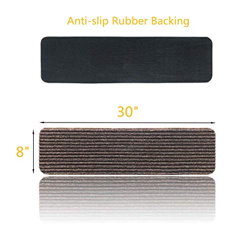 14 Pack-(8"x 30"),Non-Slip Stair Treads Carpet Indoor, Anti Slip Stair Mats, Skid Resistant Rubber Backing for Child Proofing/Pet Safety/Elderly Safety, Brown