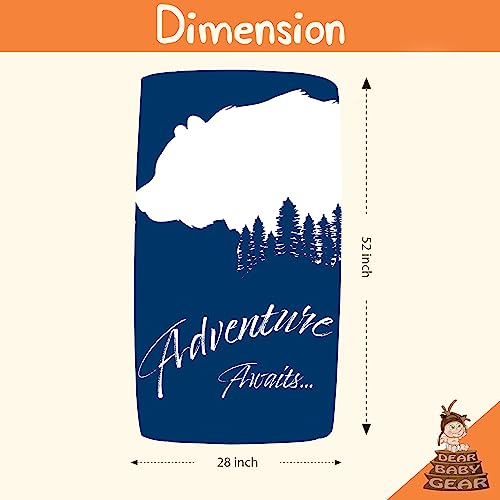 Image of Dear Baby Gear Deluxe Baby Crib Sheet - Cotton Polyester Infant Sheets - Soft Machine-Washable Crib Mattress Cover - Newborn Nursery Bedsheet - Navy Bear Adventure Awaits - Pine Trees Print, 52x28x10