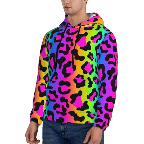 Hoodies For Men - Rainbow Leopard Bright Print Long Sleeve Casual Men'S Hoodies & Sweatshirts Pullover With Pocket3