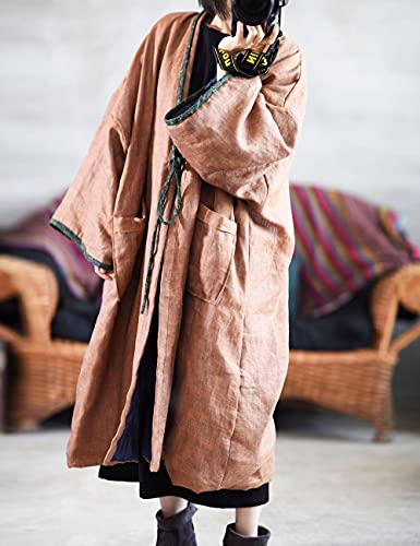 NFYM Women Vintage Trench Coat Autumn Long Sleeve Open Front Cardigan Coat Plus Size Long Jacket Overcoat Outwear4