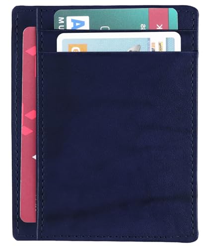 Image of WildHorn Leather Card Holder for Men & Women (Blue Antique)