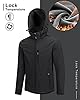 33,000ft Men's Softshell Waterproof Jackets Fleece Lining Outdoor Windproof Windbreaker Coats with Multi Pockets Removeable Hood Black 3XL #3