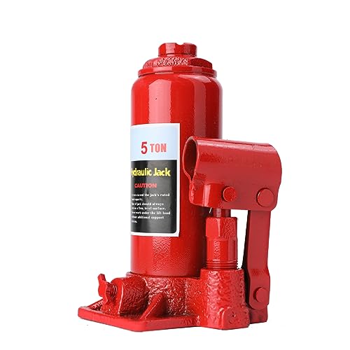 Cozyel Cric Idraulico a Bottiglia, 5 Tonnellate Cric per Auto Idraulico con Alta Capacità di Sollevamento, Altezza Regolabile 18-34 cm, Facile da Usare e Compatto, Ideale per Auto, Camion, Furgoni