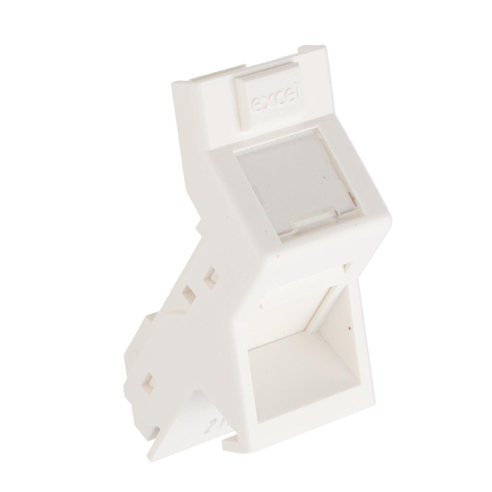 Kenable White Excel Euro Mod Angled Shutter For Rj45 Keystone Jack Faceplate 25Mm X 50Mm