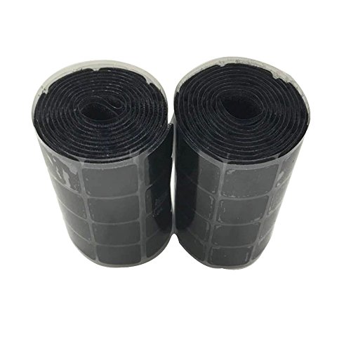 Vkey 1"/25Mm Black Square Straps 200 Pairs Self Adhestive Strips Waterproof Sticky Glue Fastener Compatible With Hook Loop #TOP3