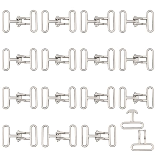 CHGCRAFT 16 Pcs Cinch Belt Buckle Surcingle Strap Buckles Fast Fix Ring Buckle 1.16inch Cross Alloy Snap Lock Clasps Findings for Replacement Connection Webbing Strap, Platinum