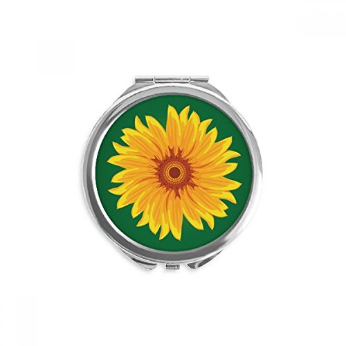 Espejo redondo de mano portátil con estampado de flor de girasol para maquillaje