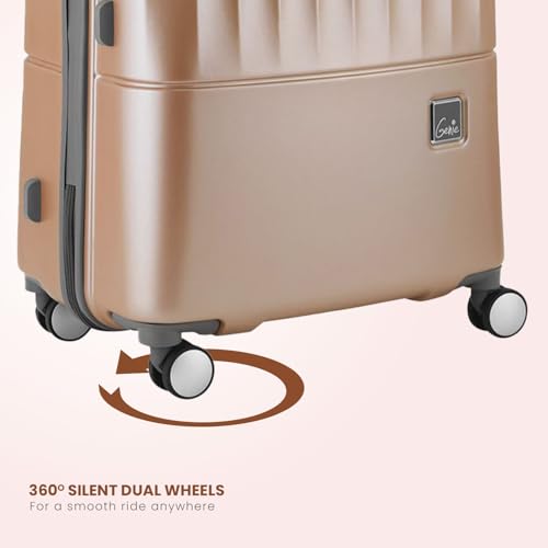 Image of Genie by Safari Palm 79Cm Large Checkin Trolley Bag Hard Case Polycarbonate 8 Wheels 360 Degree Wheeling Luggage, Suitcase for Travel, Trolley Bags for Travel, Gold