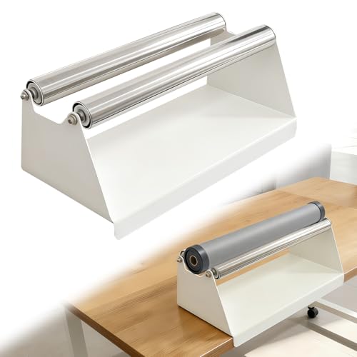 Tordale Premium Metal Vinyl Roll Display Holder, Fit for Wallpaper, Applying Window Film, Transfer Paper, TapeMedia Roll Holder Mobile, Double-Layer Metal Drum Rod, White Spray Paint