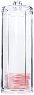 DJUNXYAN Cylinder Transparent Acrylic Cotton Pad Dispenser Holder Organizer Container with lid A